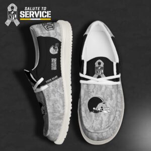 Cleveland Browns NFL Salute To Service 2024 Hey Dude Shoes Lace Up Loafers Custom Name  WLF3009