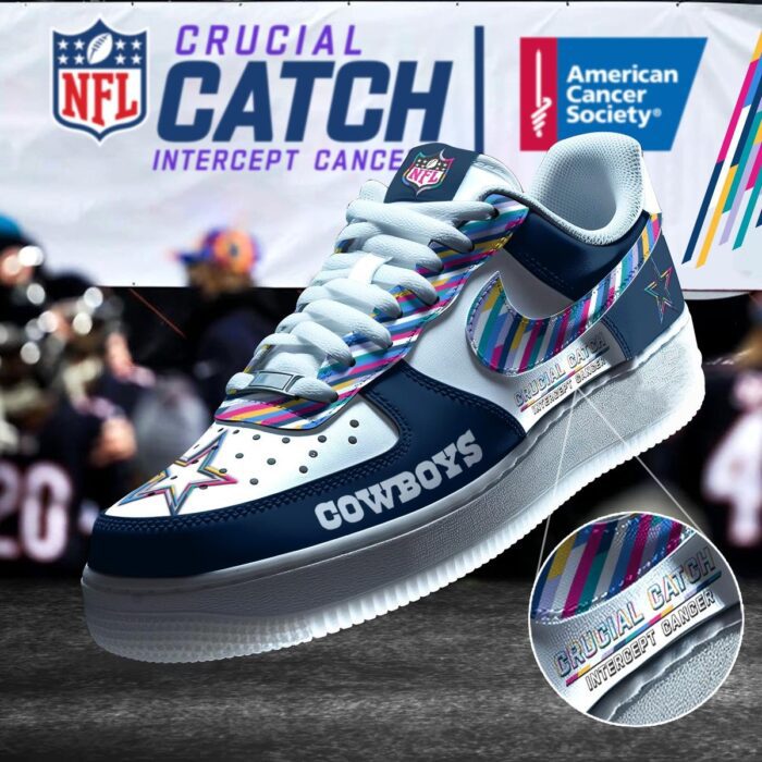 Dallas Cowboys NFL Crucial Catch Intercept Cancer AF1 Shoes WBC5037