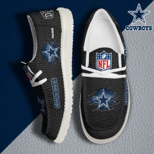 Dallas Cowboys NFL Hey Dude Canvas Loafer Black Shoes Custom Name  WLF3040