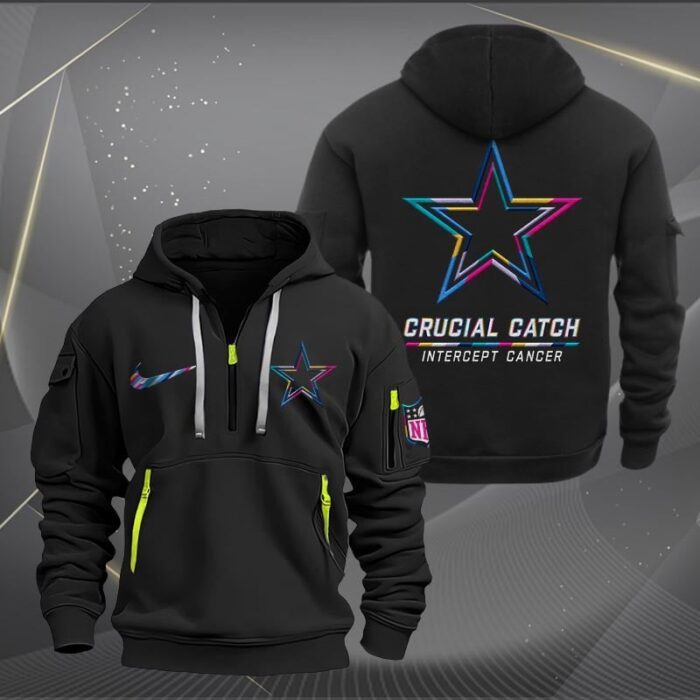 Dallas Cowboys NFL Intercept Cancer Quarter Zip Hoodie QWZ3005