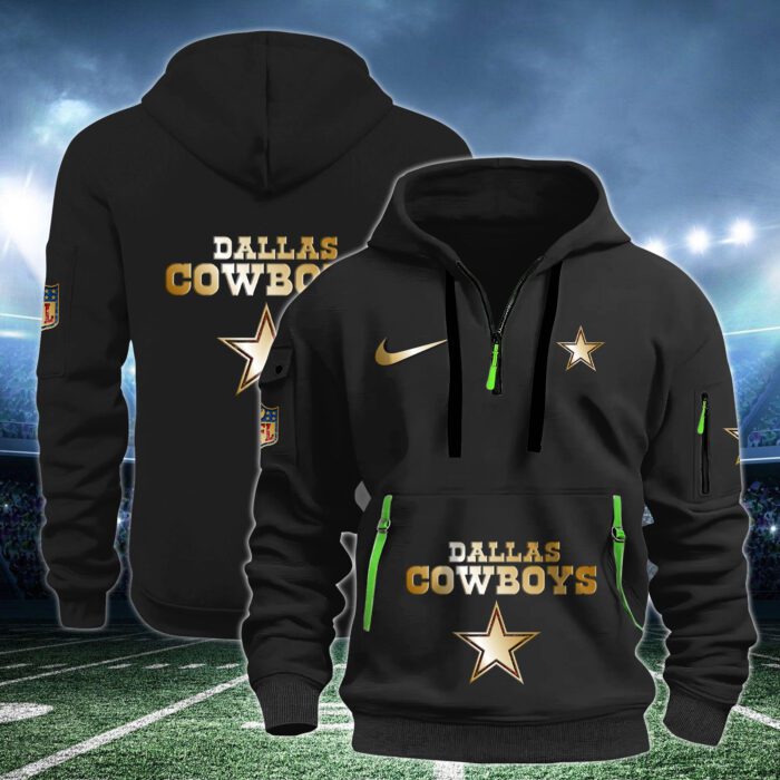 Dallas Cowboys NFL Swoosh Metal Logo Quarter Hoodie Zip WQH5200