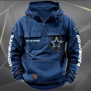 Dallas Cowboys Personalized NFL Vintage Hoodie Quarter Zip Retro Hoodie WRH1037