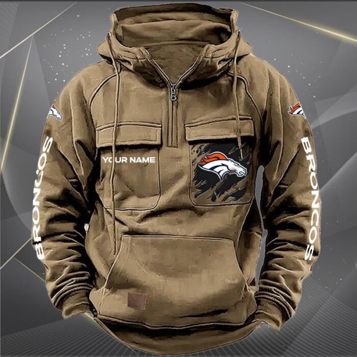 Denver Broncos Personalized NFL Vintage Hoodie Quarter Zip Retro Hoodie WRH1038