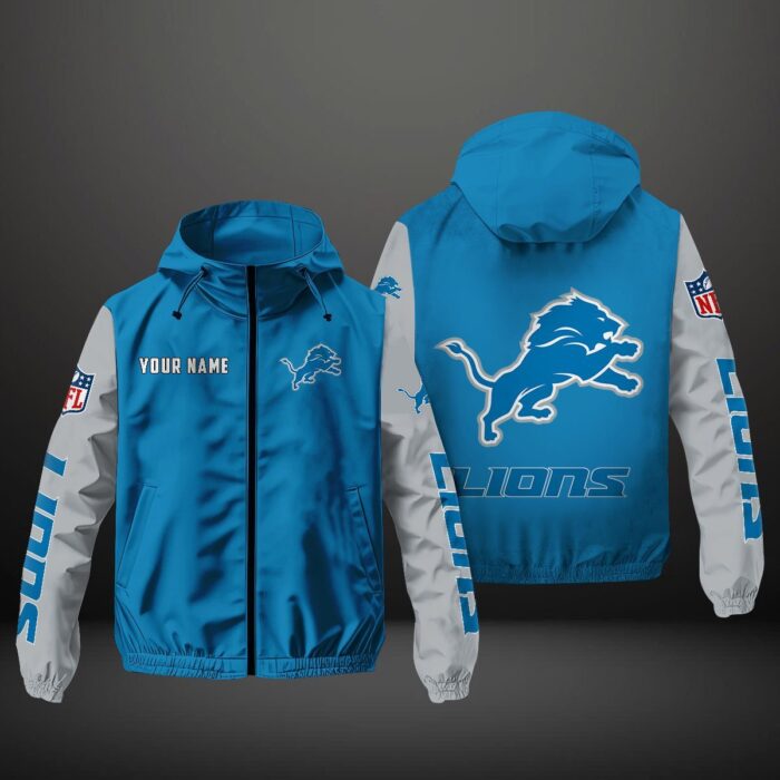 Detroit Lions NFL Personalized Windbreaker Outdoor Jacket WBJ3042