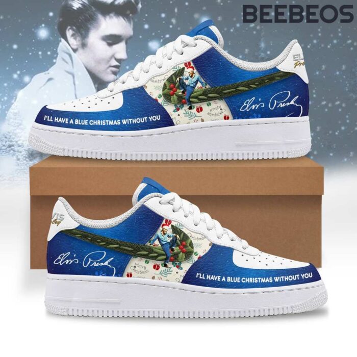 Elvis Presley Blue Christmas Air Force 1 Shoes AF1 Limited Sneakers