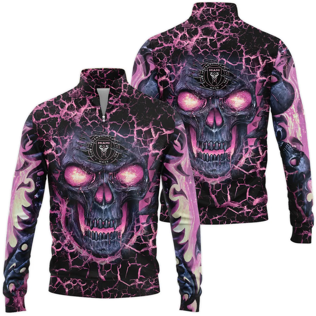 Flaming Skull MLS Inter Miami Quarter Zip Jacket LQZ1050