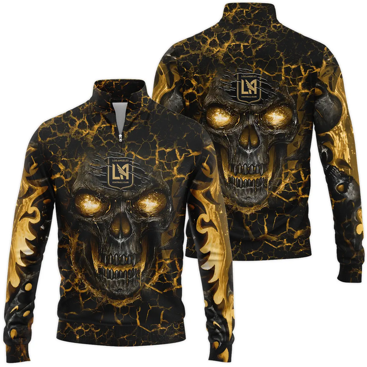 Flaming Skull MLS Los Angeles FC Quarter Zip Jacket LQZ1051