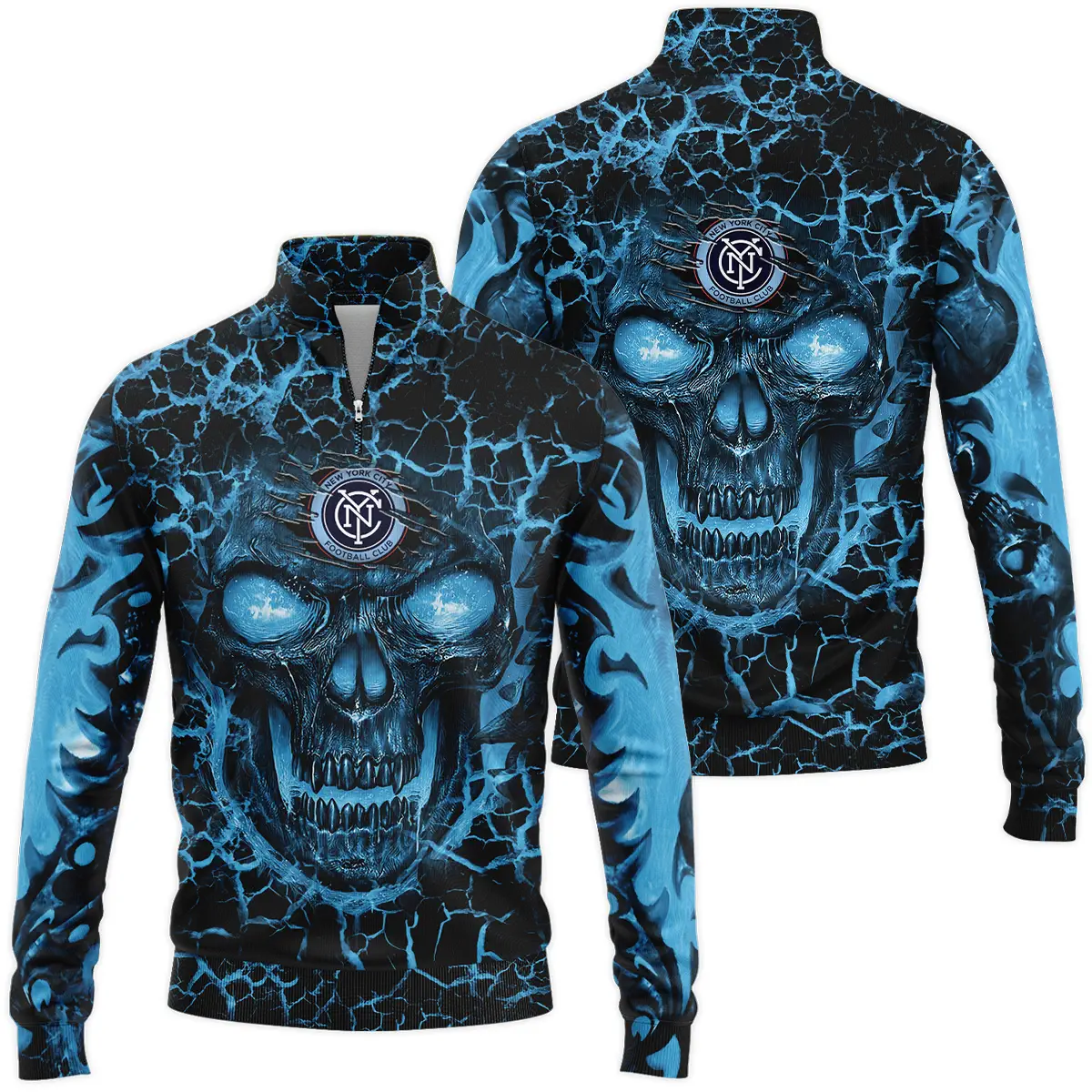 Flaming Skull MLS New York City Quarter Zip Jacket LQZ1054