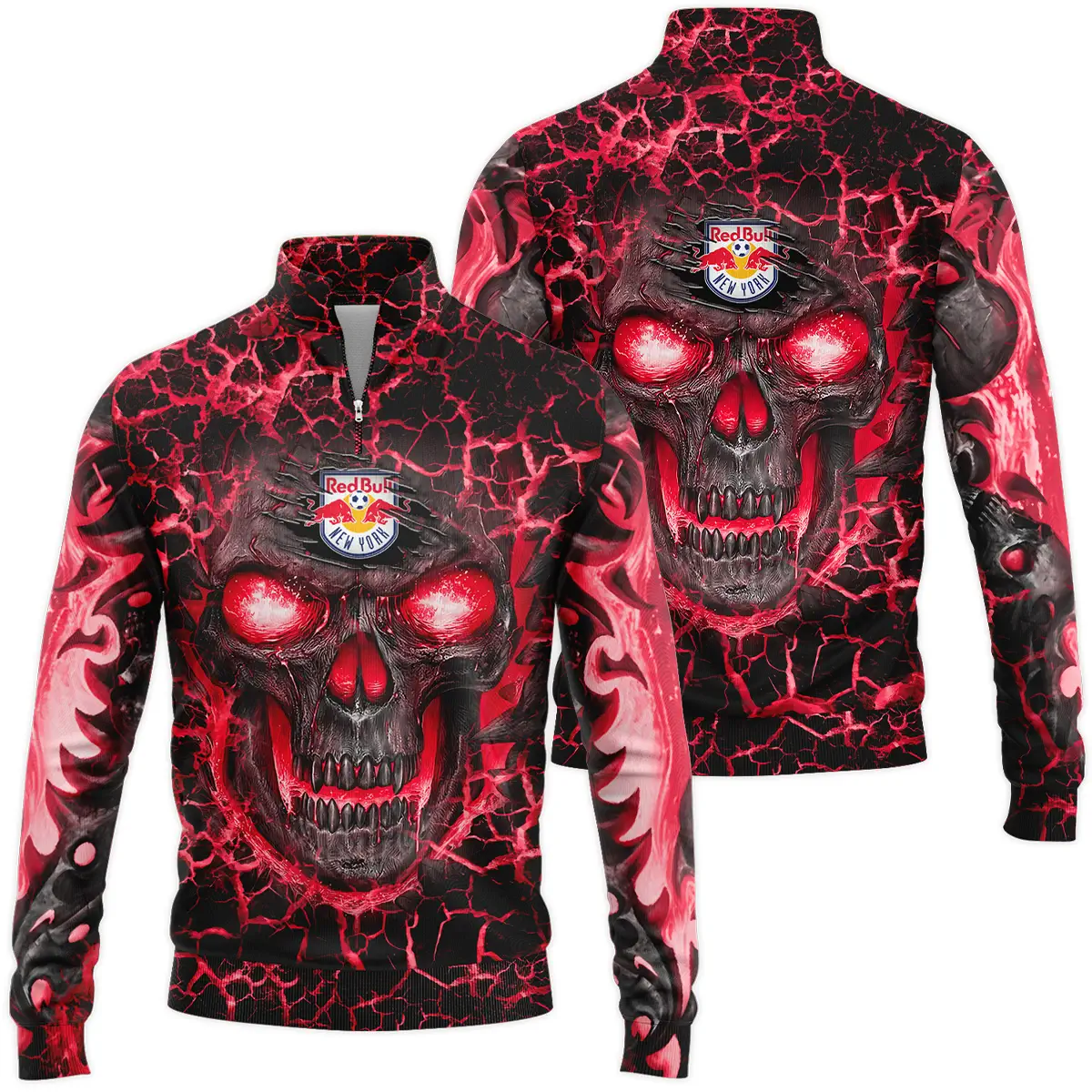 Flaming Skull MLS New York Red Bulls Quarter Zip Jacket LQZ1053