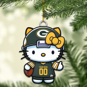 Green Bay Packers Hello Kitty NFL Personalized Ornament For Fans WOM1157