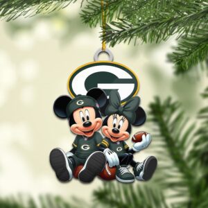 Green Bay Packers Mickey & Minnie NFL Personalized Ornament For Fans WOM1122