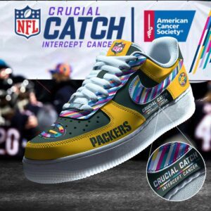 Green Bay Packers NFL Crucial Catch Intercept Cancer AF1 Shoes WBC5013