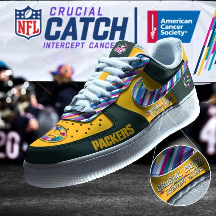 Green Bay Packers NFL Crucial Catch Intercept Cancer AF1 Shoes WBC5045