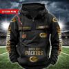 Green Bay Packers NFL Golden Logo Quarter Zip Vintage Hoodie Custom Name WVH1010