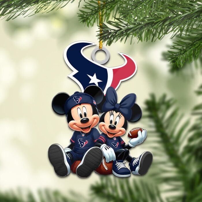 Houston Texans Mickey & Minnie NFL Personalized Ornament For Fans WOM1123