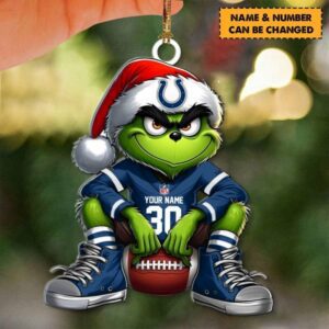 Indianapolis Colts NFL Grinch Christmas Ornaments Custom Name And Number Gifts For Fan WOM1096