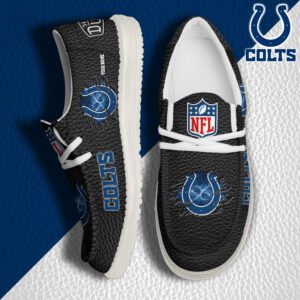 Indianapolis Colts NFL Hey Dude Canvas Loafer Black Shoes Custom Name  WLF3049