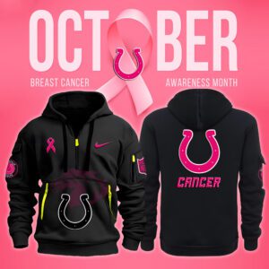 Indianapolis Colts NFL October Breast Cancer Awareness Month Quarter Zip Hoodie