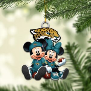 Jacksonville Jaguars Mickey & Minnie NFL Personalized Ornament For Fans WOM1126