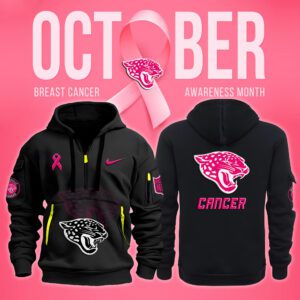 Jacksonville Jaguars NFL October Breast Cancer Awareness Month Quarter Zip Hoodie