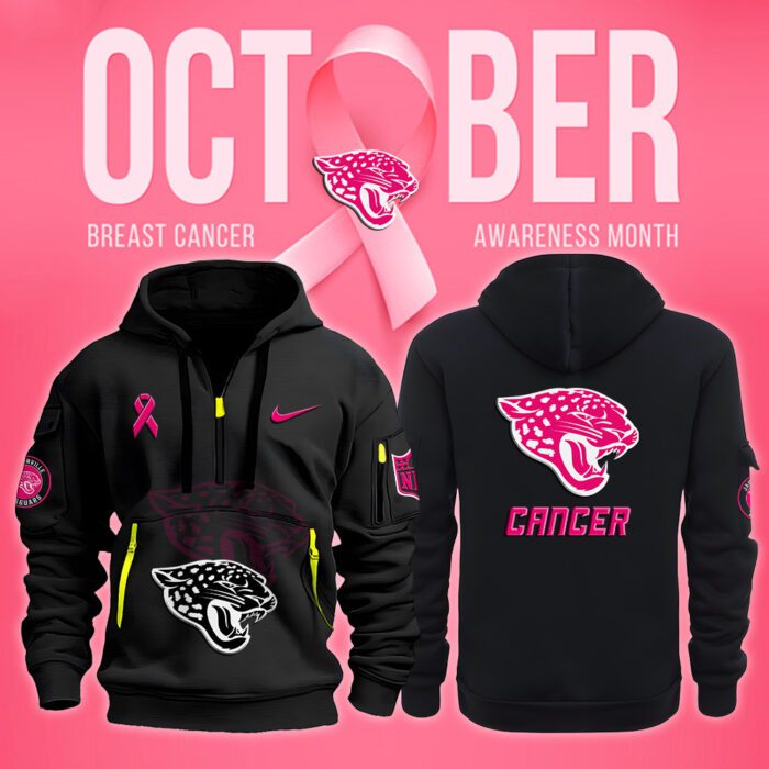 Jacksonville Jaguars NFL October Breast Cancer Awareness Month Quarter Zip Hoodie