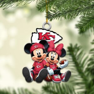 Kansas City Chiefs Mickey & Minnie NFL Personalized Ornament For Fans WOM1125