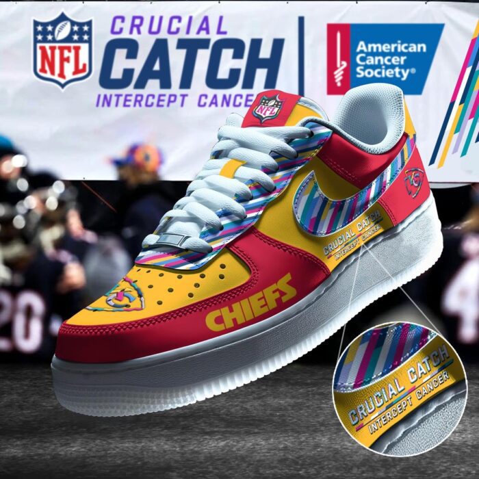 Kansas City Chiefs NFL Crucial Catch Intercept Cancer AF1 Shoes WBC5051