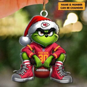 Kansas City Chiefs NFL Grinch Christmas Ornaments Custom Name And Number Gifts For Fan WOM1100