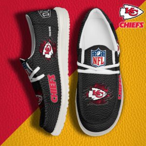 Kansas City Chiefs NFL Hey Dude Canvas Loafer Black Shoes Custom Name  WLF3045