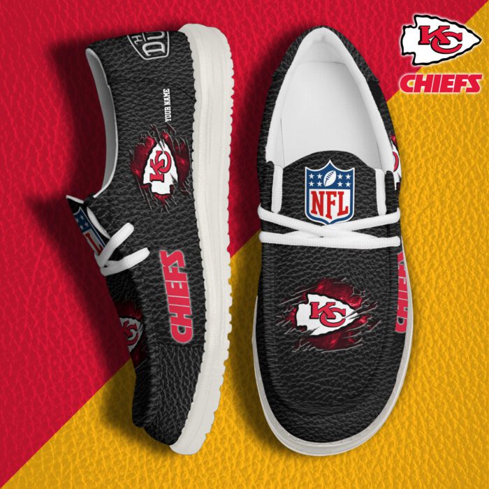 Kansas City Chiefs NFL Hey Dude Canvas Loafer Black Shoes Custom Name  WLF3045