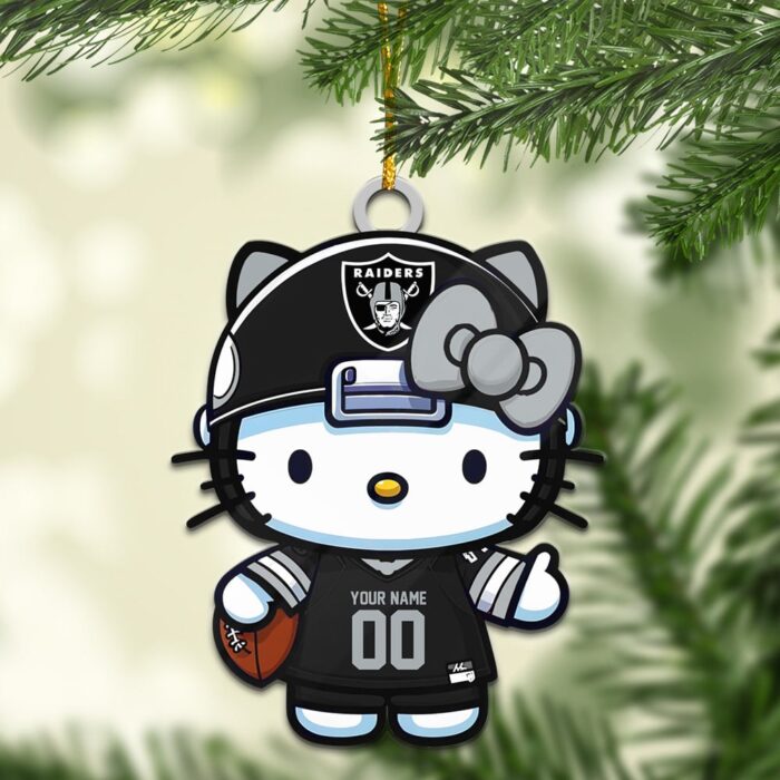 Las Vegas Raiders Hello Kitty NFL Personalized Ornament For Fans WOM1159