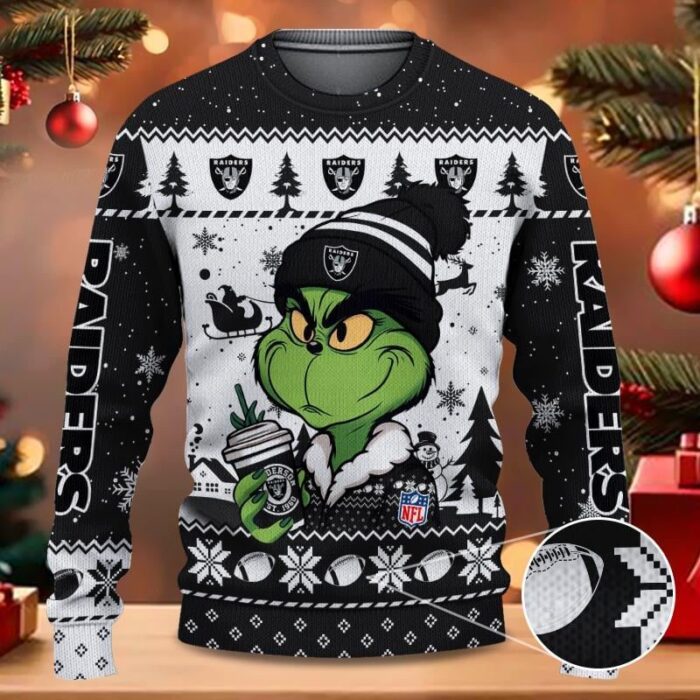 Las Vegas Raiders NFL Grinch Stole Christmas Ugly Sweater WUC1016