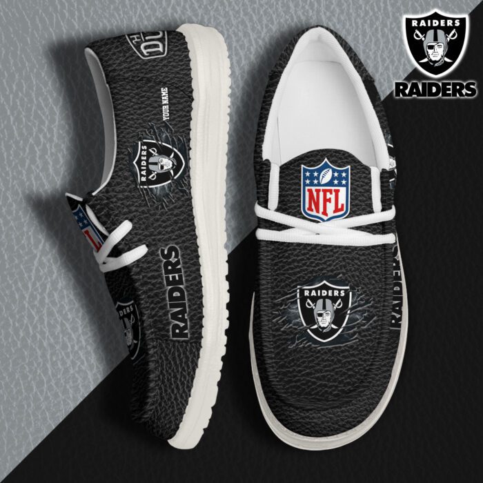 Las Vegas Raiders NFL Hey Dude Canvas Loafer Black Shoes Custom Name  WLF3051