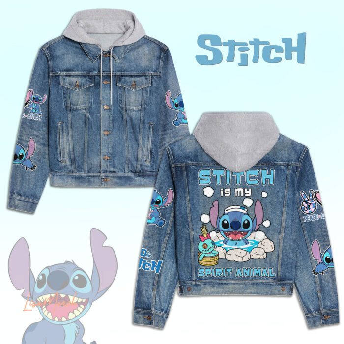 Lilo and Stitch Hooded Denim Jacket LDN1113