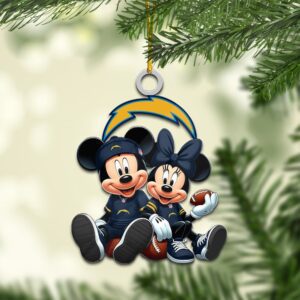 Los Angeles Chargers Mickey & Minnie NFL Personalized Ornament For Fans WOM1131