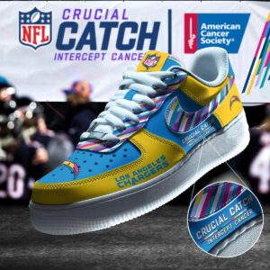 Los Angeles Chargers NFL Crucial Catch Intercept Cancer AF1 Shoes WBC5015