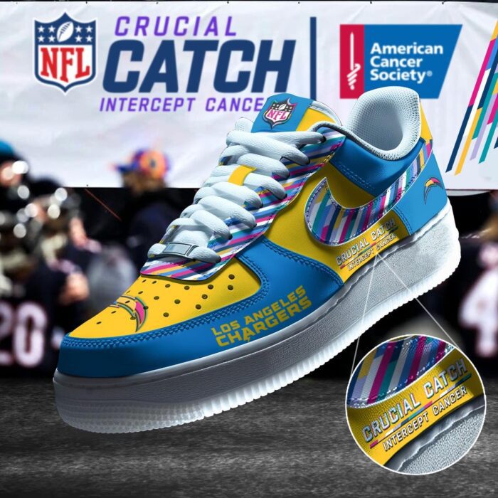 Los Angeles Chargers NFL Crucial Catch Intercept Cancer AF1 Shoes WBC5047