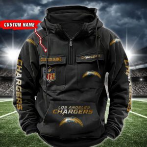 Los Angeles Chargers NFL Golden Logo Quarter Zip Vintage Hoodie Custom Name WVH1014