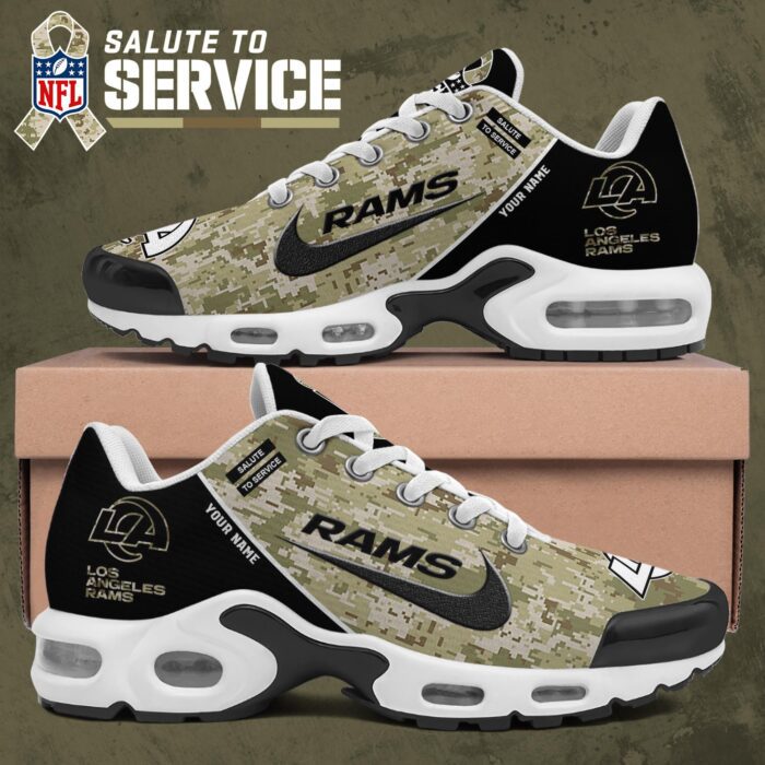 Los Angeles Rams NFL Camo 2024 Salute to Service Custom Name Air Max Plus TN Shoes AWM1047