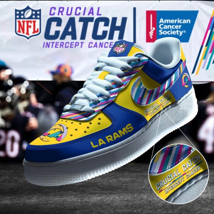 Los Angeles Rams NFL Crucial Catch Intercept Cancer AF1 Shoes WBC5050