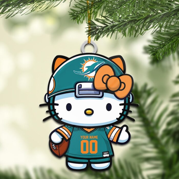 Miami Dolphins Hello Kitty NFL Personalized Ornament For Fans WOM1161