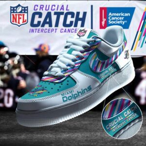 Miami Dolphins NFL Crucial Catch Intercept Cancer AF1 Shoes WBC5017