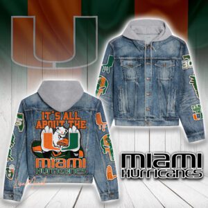 Miami Hurricanes Football Hooded Denim Jacket LDN1092