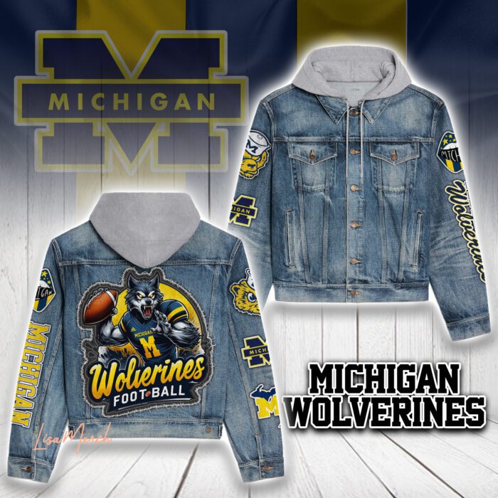 Michigan Wolverines Hooded Denim Jacket LDN1096