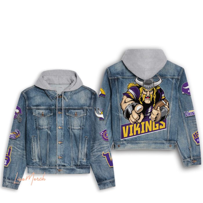 Minnesota Vikings Football Hooded Denim Jacket LDN1095