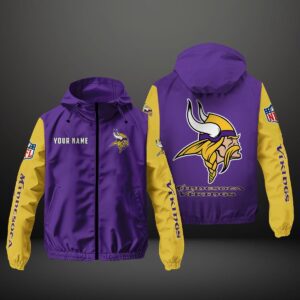 Minnesota Vikings NFL Personalized Windbreaker Outdoor Jacket WBJ3055