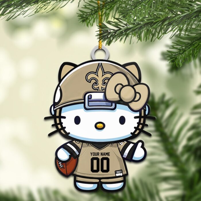 New Orleans Saints Hello Kitty NFL Personalized Ornament For Fans WOM1165