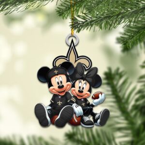 New Orleans Saints Mickey & Minnie NFL Personalized Ornament For Fans WOM1133