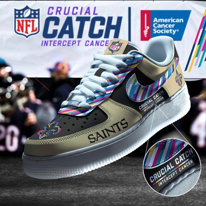 New Orleans Saints NFL Crucial Catch Intercept Cancer AF1 Shoes WBC5054