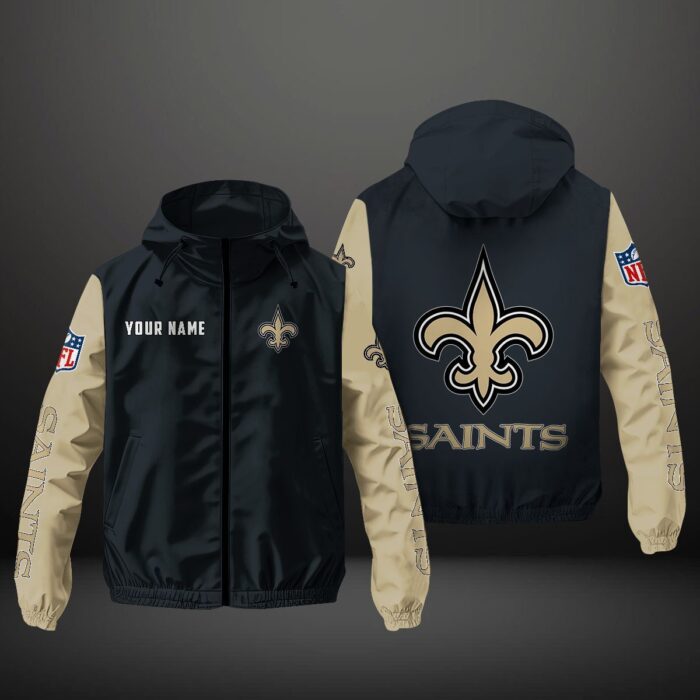 New Orleans Saints NFL Personalized Windbreaker Outdoor Jacket WBJ3054